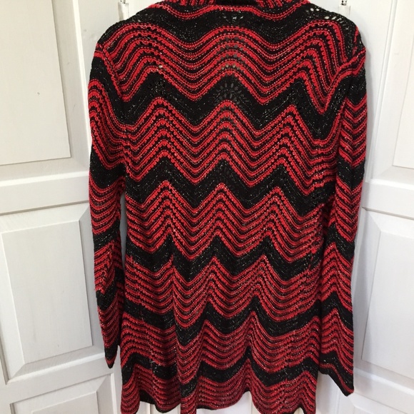 Bella Berry Red & Black Chevron Sweater w/ Silver Sparkle - Picture 14 of 16